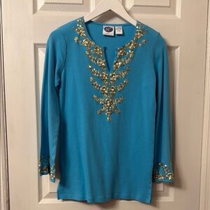 DG2 by Diane Gilman Blue Embellished Top